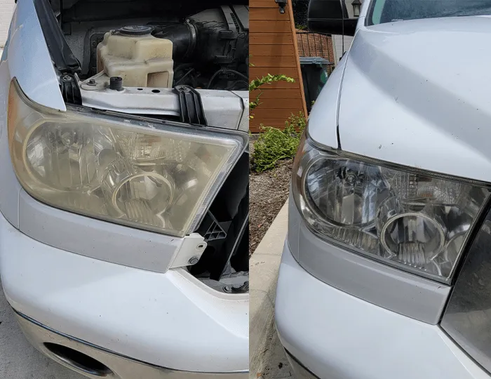 restoration of headlight before & after