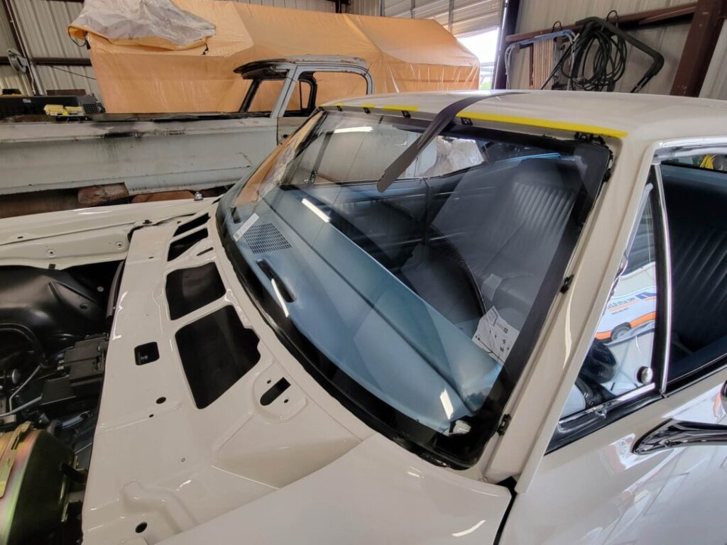 newly replaced windshield in-shop