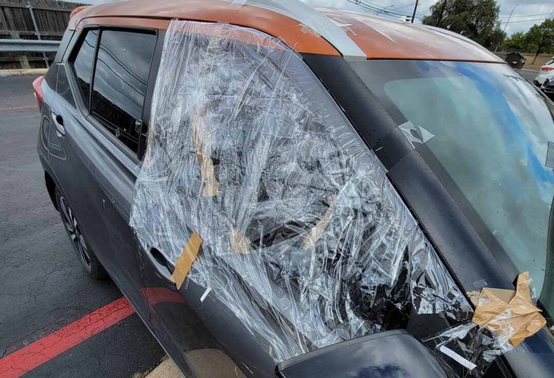 cracked car passenger side window