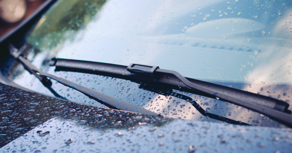 Wet windshield and wiper